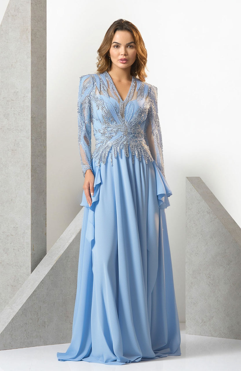 שמלת ערב עליון וי מפוסל חצאית שיפון