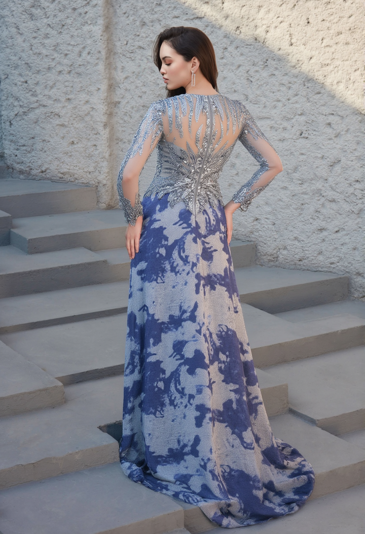 שמלת ערב עליון וי מפוסל חצאית שיפון