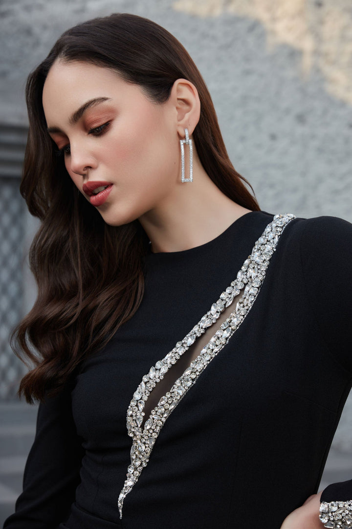 שמלת ערב קרפ קריסטלים סופיה