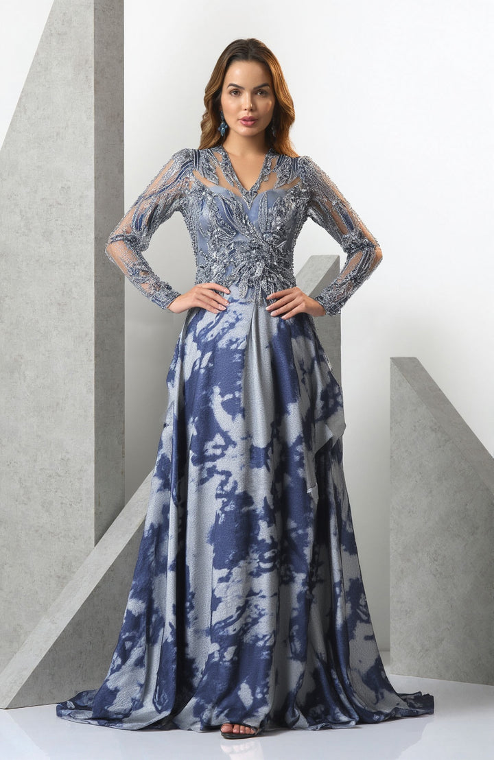 שמלת ערב עליון וי מפוסל חצאית שיפון