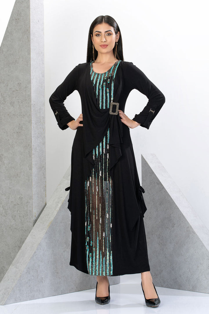 שמלת כפתאן ג'לביה קרפ תכשיט אתני