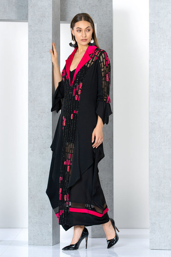 שמלת ערב כפתאן ג'לביה צווארון סאטן