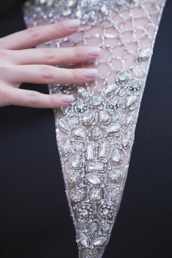 שמלת ערב קרפ קולר קריסטלים סרפינה