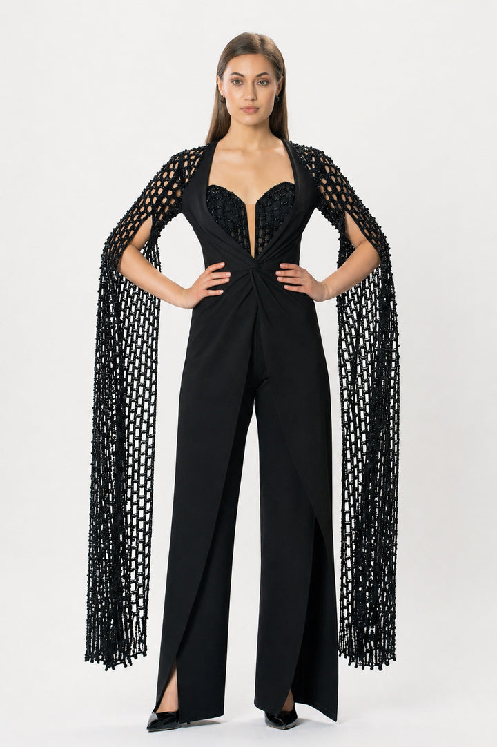 אוברול ערב מחטב שרוולים מחורזים ליז