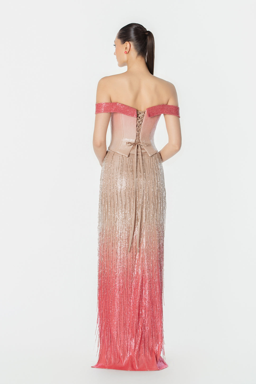 בגד ערב מחוך סטרפלס חצאית פרנזים אומברה